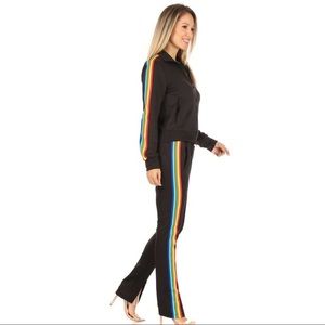 Black Jumpsuit with Rainbow Stripes